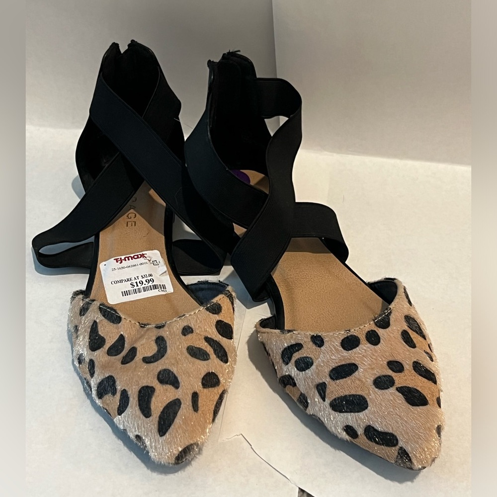 Rampage, size 8.5 leopard front and black zipper back shoes